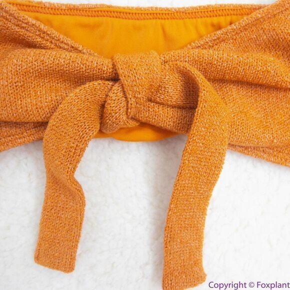 NEW Free People x In your arms knit bikini‎ orange/gold, S - Picture 6 of 16
